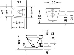 Унитаз подвесной безободковый с крышкой сидением DURAVIT DSTYLE 45710900A1