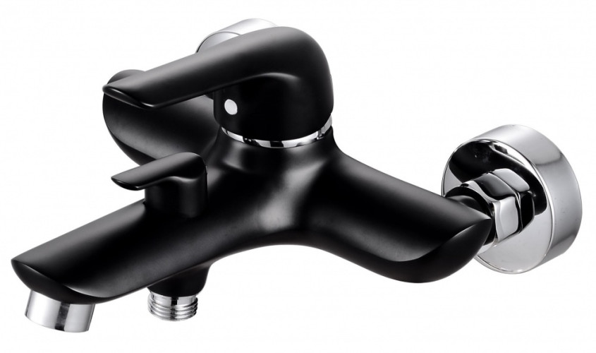 24031-C Смес. однорыч для ванны короткий (ЧЕРНЫЙ)  GANZER  (6/1шт)