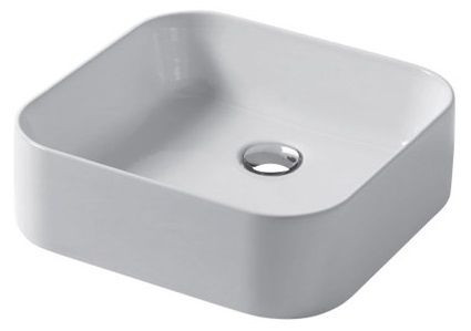 Disegno ceramica Slim, накладная квадратная раковина с закругленными краями 40х38хh12 см, цвет белый глянцевый