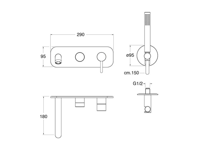Внешняя часть смесителя для ванны CRISTINA IX IX10328