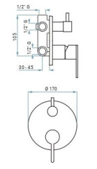 Emmevi Filobrass, однорычажный встраиваемый смеситель для душа с рычажным дивертером, на 3 выхода, цвет хром