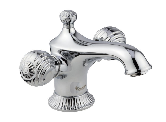 Emmevi The One Cloe, смеситель с донным клапаном для раковины. Металлические ручки, цвет хром