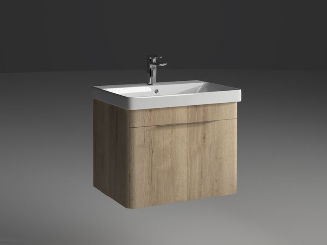 IBX ROUND, тумба под раковину 60 см, 1 ящик с ручкой хром, цвет галифакс