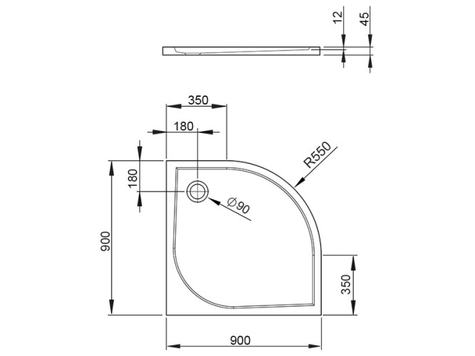 Душевой акриловый поддон RADAWAY DELOS SDA0909-01