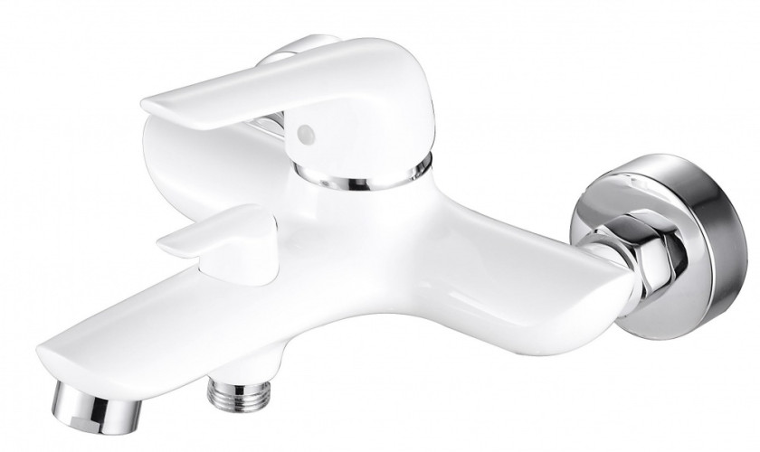 24031-F Смес. однорыч для ванны короткий (БЕЛЫЙ)  GANZER  (6/1шт)