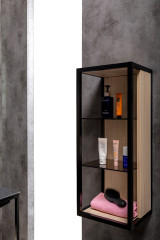 Пенал LOFT низкий light wood, полки стекло