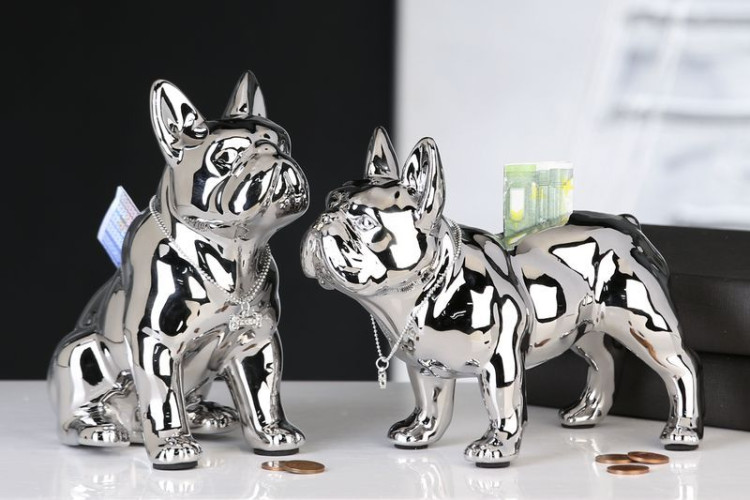 Casablanca, керамическая копилка "Бульдоги", цвет серебристый (продаются парой)