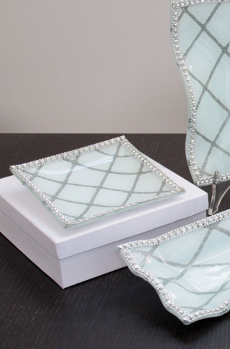 CTF, стеклянная тарелка 15х15 см, со стразами, в подарочной упаковке