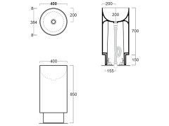 Раковина напольная выпуск в пол SIMAS PO.MO PO 08