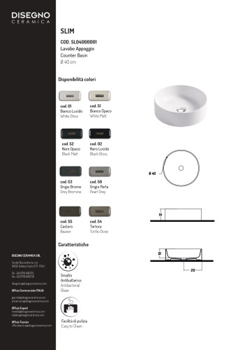 Disegno ceramica Slim, накладная круглая раковина 40хh12 см, цвет beaver