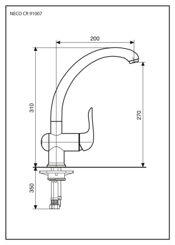 Emmevi Neco, однорычажный кухонный смеситель с поворотным изливом (излив 20 см), без донного клапана, цвет хром