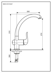 Emmevi Neco, однорычажный кухонный смеситель с поворотным изливом (излив 20 см), без донного клапана, цвет хром