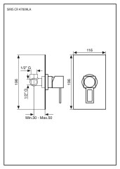 Emmevi Siris, однорычажный встраиваемый смеситель для душа, ручка со стержнем, цвет хром