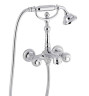 Emmevi The One Cloe, смеситель с ручным душем для ванны. Металлические ручки + прозрачные крис, цвет хром