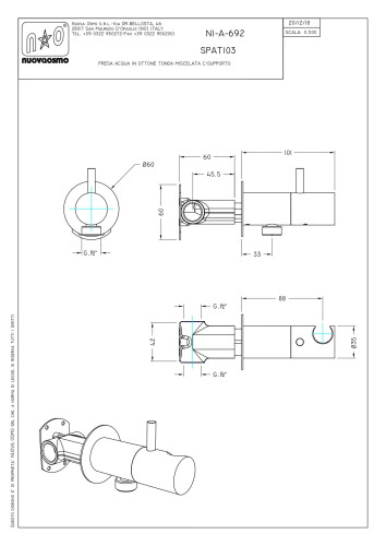 Graffio, комплект круглого гигиенического душа с прогрессивным картриджем, цвет хром