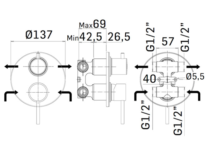 Внешняя часть встраиваемого смесителя для душа MAMOLI PICO 944Z101