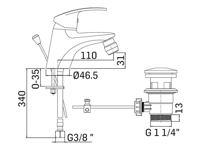 Смеситель для биде MAMOLI CESARE 593100000051