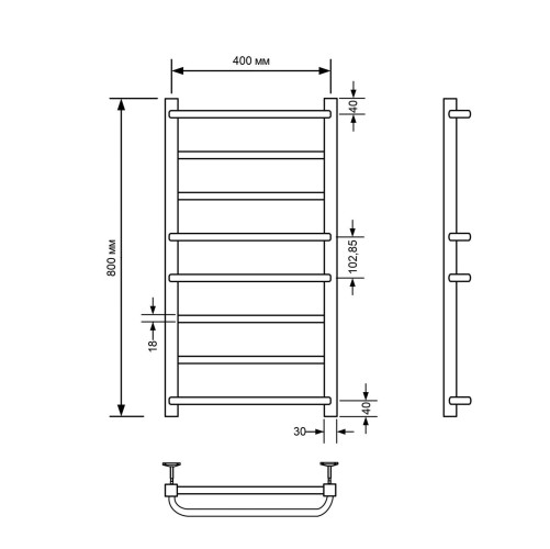 Полотенцесушитель водяной Comfysan Puro-K W-8 80/40, черный