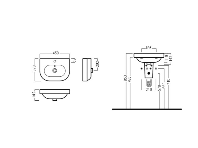 Раковина подвесная HATRIA DAYTIME YXBM01