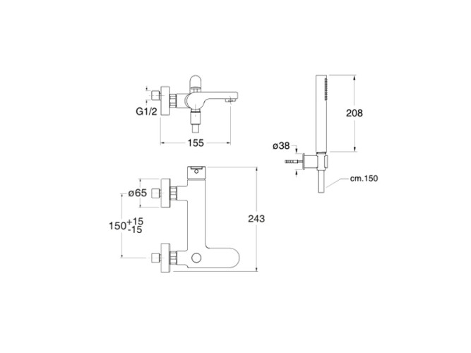 Смеситель для ванны CRISTINA ROUND RN10051