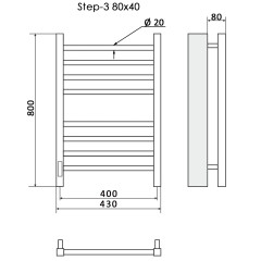 Полотенцесушитель Электрич.кабельный Ника STEP-3 80/40 левый тэн