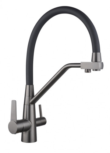 15007-G Смес. для кухни с гиб шланг и под филт (ГРАФИТ+ЧЕР.) ViEiR (10/1шт)