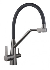 15007-G Смес. для кухни с гиб шланг и под филт (ГРАФИТ+ЧЕР.) ViEiR (10/1шт)