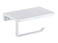88034-F Держатель для туалетной бумаги с полкой (БЕЛЫЙ) GANZER  (20/1шт)