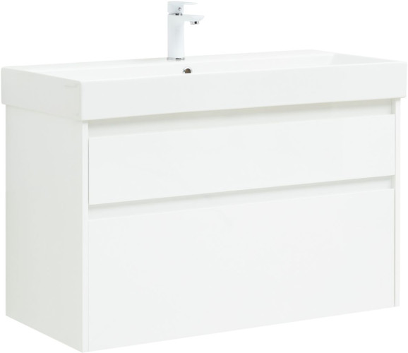 Тумба с раковиной Aquanet Nova Lite 100 (SLIM SYNERGY) белый, 2 ящика