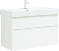 Тумба с раковиной Aquanet Nova Lite 100 (SLIM SYNERGY) белый, 2 ящика
