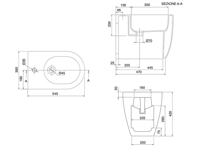 Биде подвесное Scarabeo MOON 5523/55