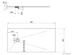 Поддон душевой без борта с текстурой RELAX DESIGN ROCKY Rec 9090/bianco/ardesia