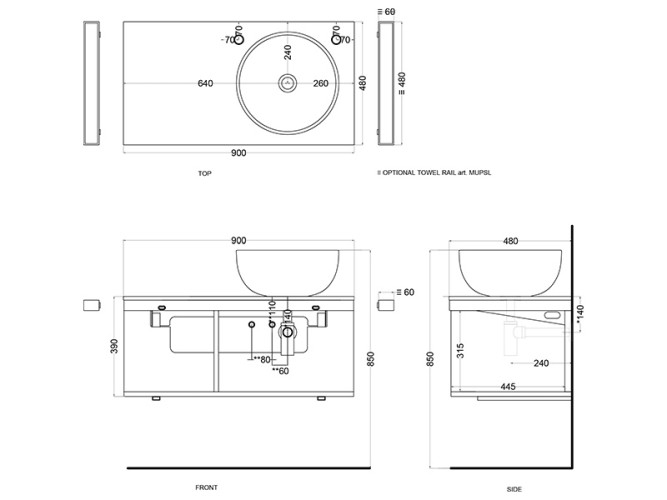 Тумба CIELO Multiplo MUMBG90DXNM TL