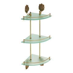 Полка c галереей угловая тройная, стекло матовое/бронза Migliore CLEOPATRA