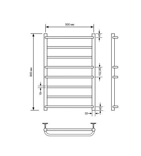 Полотенцесушитель водяной Comfysan Puro-K W-8 80/50, белый