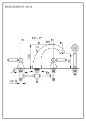 Emmevi Deco Ceramic, смеситель с ручным душем на борт ванны, цвет хром