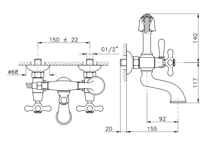 Смеситель для ванны NICOLAZZI NUOVA BRENTA 2501CR