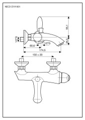 Emmevi Neco, однорычажный смеситель для ванны (излив 17,4 см), без набора для душа, цвет хром