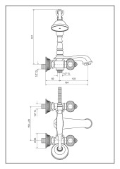 Emmevi The One Cloe, смеситель с ручным душем для ванны. Металлические ручки + прозрачные кристаллы, цвет золото