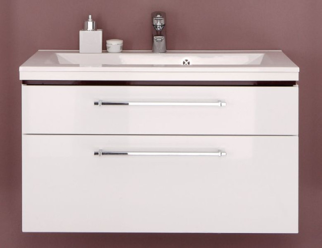 Puris Cool line, тумба под керамическую раковину 900 мм, цвет белый высокоглянцевый