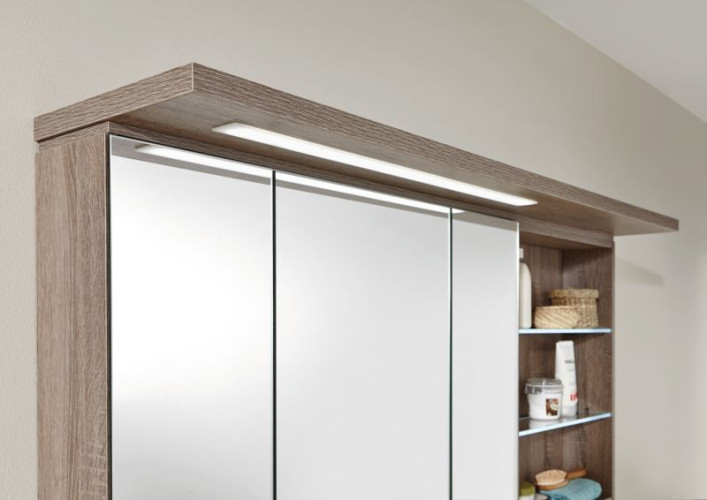 Puris, Swing 120 см правый: зеркальный шкаф, цвет белый структурный