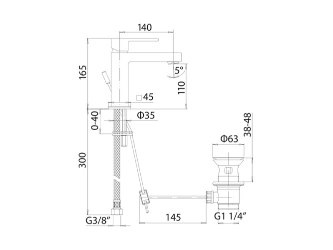 Смеситель для раковины MAMOLI FEEL 4841S140D15K