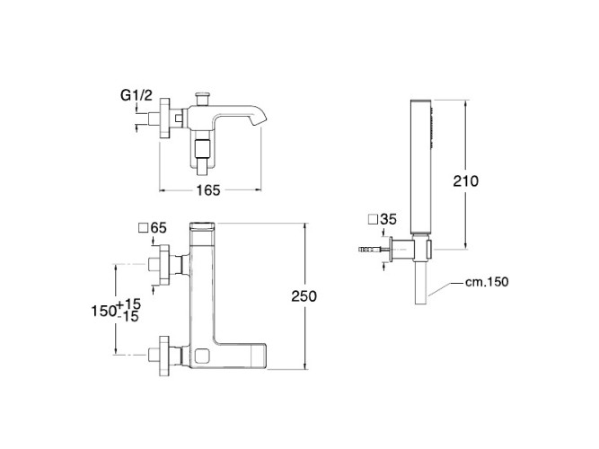 Смеситель для ванны CRISTINA QUADRI S QS10013