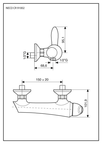 Emmevi Neco, однорычажный смеситель для душа без набора для душа, цвет хром