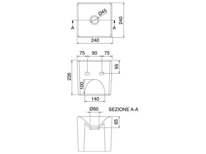 Раковина накладная/  подвесная Scarabeo SOFT-HUNG-CUBE 1521/SEM