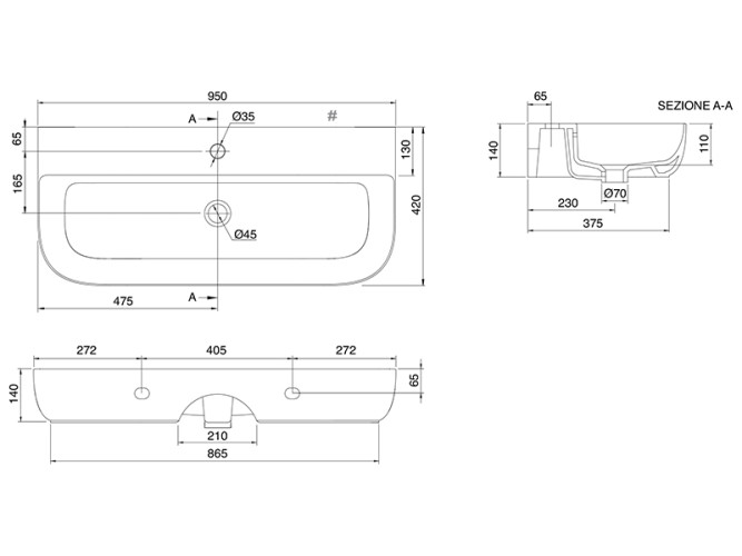 Раковина накладная/ подвесная Scarabeo GLAM 1813/41