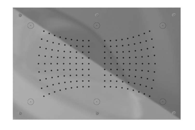 Graffio, прямоугольная потолочная душевая головка 60х40 см, 2 режима: дождь и 6 распылителей, цвет хром