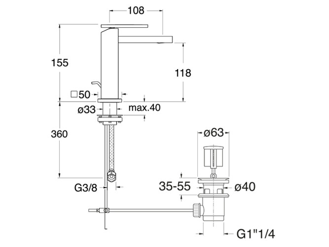 Смеситель для раковины CRISTINA TABULA TA22124