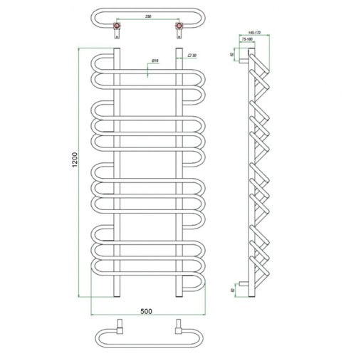 Полотенцесушитель ГРОТА RIVOLO 50/120