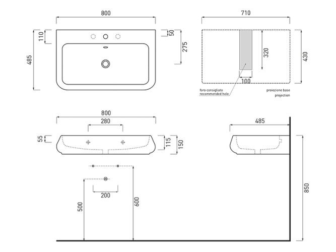 Раковина накладная/ подвесная CIELO SHUI SHLS80